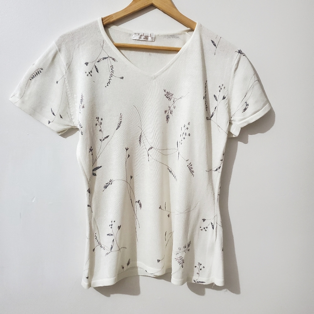 MYKINEL Short Sleeve Top V-Neck cream Size S